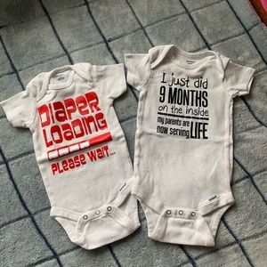 🌟🌟 Set of two Funny 3-6 month onesies, gender neutral, new without tags